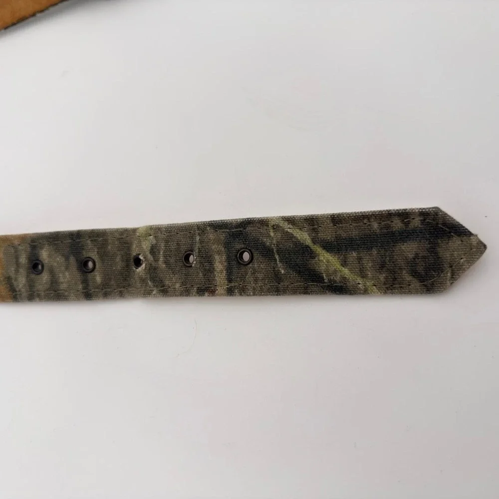 Mossy Oak Camo Canvas Leather Belt Fits 34-42 Waist Hunting Outdoor